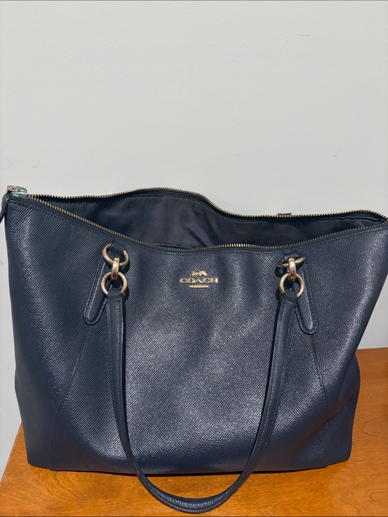 Coach Handbags - Coach Navy Leather Tote Handbag